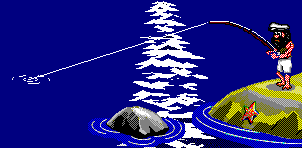 Johnny fishing on the island