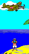 A plane passing over Johnny's island